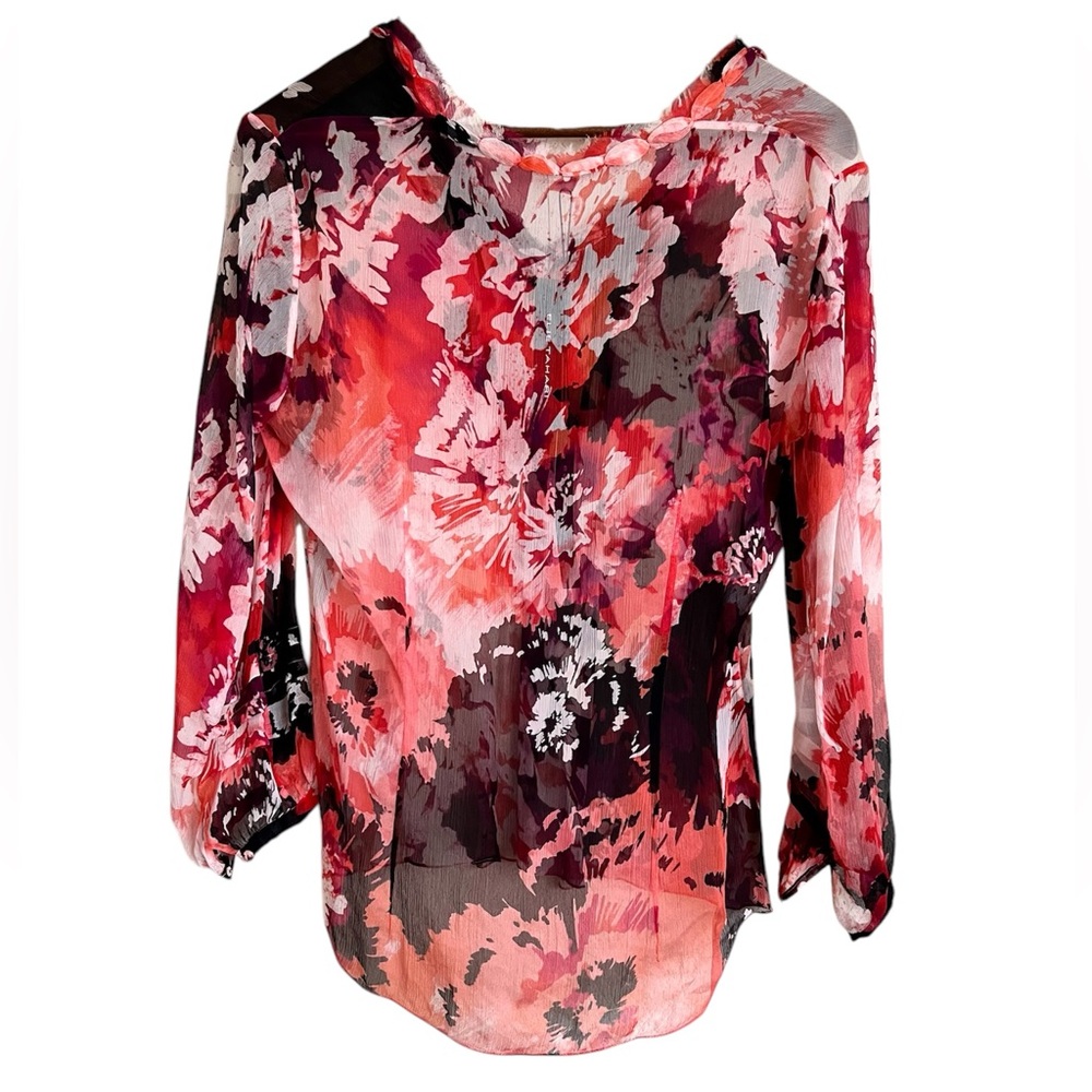 Elie Tahari 100 % Silk Ashlyn V Neck Colorful Lightweight Blouse - Picture 7 of 13